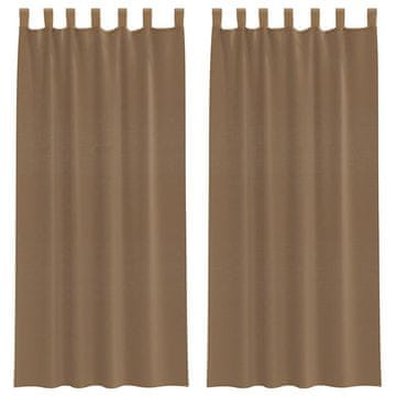 Vidaxl Voile zavese z zankami 2 kosa svetlo rjave 140x245 cm