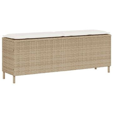 Vidaxl Vrtna klop z blazino bež 110x30x40,5 cm poli ratan