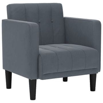 Vidaxl Kavč z nasloni za roke temno siv 53 cm žamet