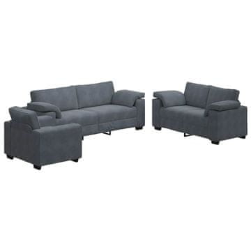 Vidaxl 3-delni komplet sedežne garniture z blazinami temno siv žamet