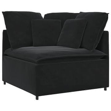Vidaxl Modularni kotni kavč z blazinami črne barve 100 cm