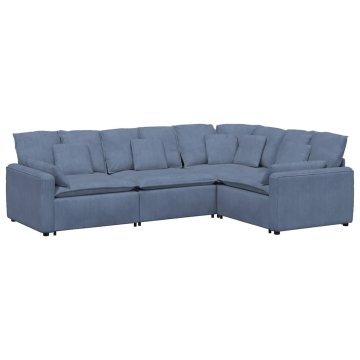 Vidaxl Modularni kavč z blazinami, žametno blago, moder