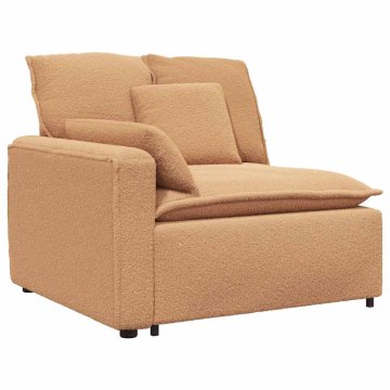 Vidaxl Modularni kavč z naslonjalom za roke in blazinami bež 100 cm
