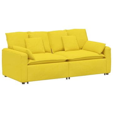 Vidaxl Modularni kavč z blazinami svetlo rumene barve