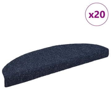 Vidaxl Preproge za stopnice samolepilne 20 kosov 65x21x4 cm modre polkrožne velike