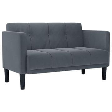 Vidaxl Dvosed temno siv 111 cm žamet