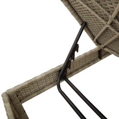 Vidaxl Ležalnik z blazino svetlo siv 55x200x44 cm poli ratan