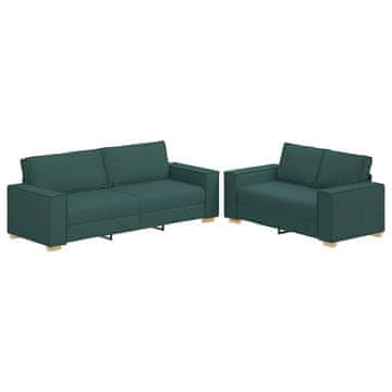 Vidaxl 2-delni komplet sedežne garniture z blazinami temno zeleno blago