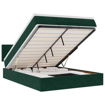Vidaxl Postelja s tatami in vzmetnico temno zelena 140x190 cm žamet