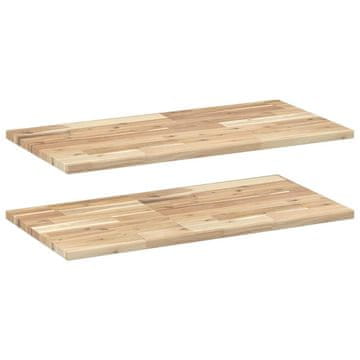 Vidaxl Viseče police 2 kosa 80x40x2 cm neobdelan masiven les akacije
