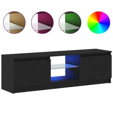 Vidaxl TV omarica z LED lučkami črn hrast 120x30x36 cm inženirski les
