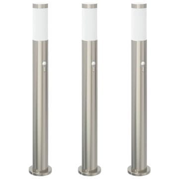 Vidaxl Stebričke s senzorjem 3 kosi 80 cm nerjaveče jeklo IP44