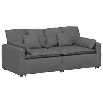 Vidaxl Modularni kavč z blazinami temno siv