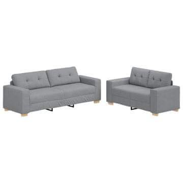 Vidaxl 2-delni komplet sedežne garniture z blazinami svetlo sivo blago