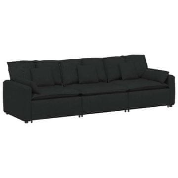 Vidaxl Modularni kavč z blazinami črne barve