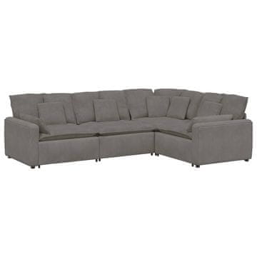 Vidaxl Modularni kavč z blazinami, žametno blago, svetlo siv