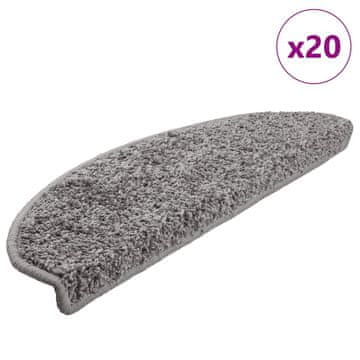 Vidaxl Stopniščne preproge 20 kosov 65x21x4 cm sive polkrožne velike