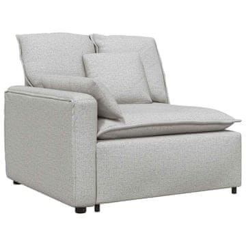 Vidaxl Modularni kavč z naslonjalom za roke in blazinami sivo-bel 100 cm