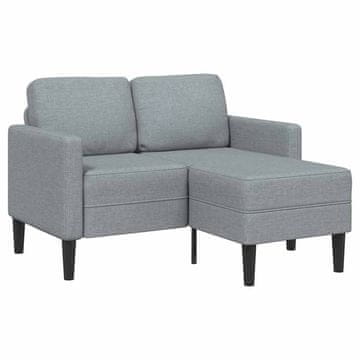 Vidaxl Dvosed z ležalnikom v obliki črke L svetlo siv 125 cm blago