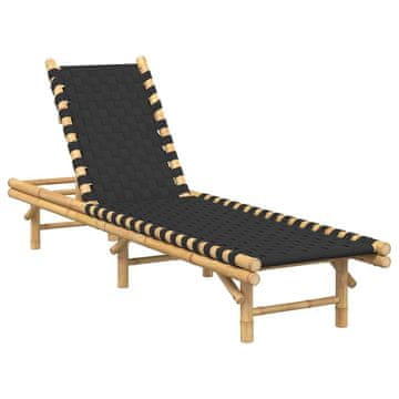 Vidaxl Ležalnik s črno tkano mrežo 55x200x30 cm bambus