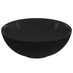 Vidaxl Umivalnik sijajno črn Ø28x10 cm keramičen