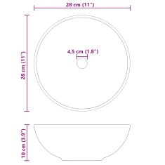 Vidaxl Umivalnik sijajno črn Ø28x10 cm keramičen
