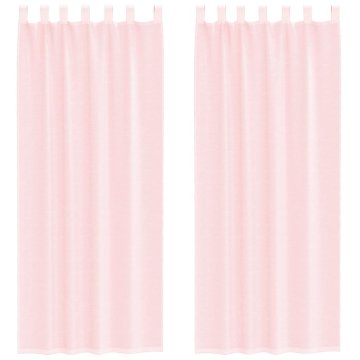 Vidaxl Voile zavese z zankami 2 kosa svetlo roza 140x260 cm