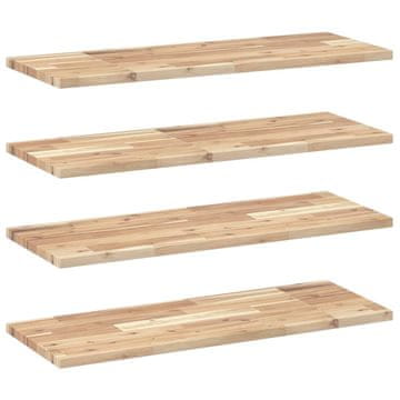 Vidaxl Viseče police 4 kosi 100x30x2 cm neobdelan masiven les akacije