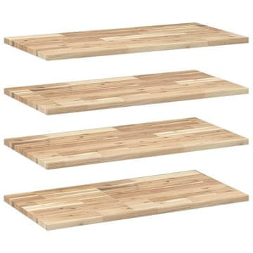 Vidaxl Viseče police 4 kosi 80x40x2 cm neobdelan masiven les akacije