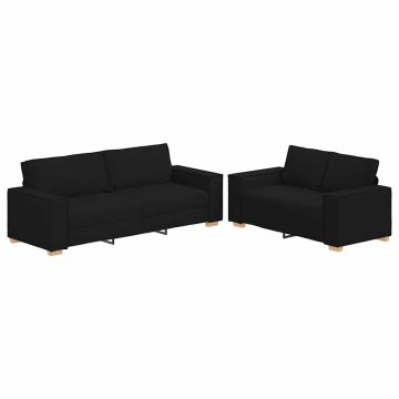 Vidaxl 2-delni komplet sedežne garniture z blazinami črne barve iz blaga