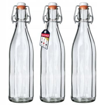KADAX Steklena steklenica 750 ml za vino in olivno olje, 3 kosi s pluto