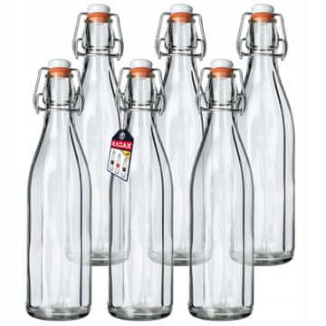 KADAX Steklene steklenice 750 ml za olivno olje in liker, 6 kosov z zamaški