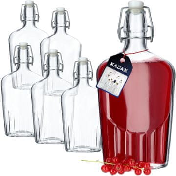 KADAX Steklene steklenice 500 ml za likerje in vino, 6 kosov z zamaški