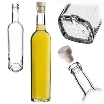 KADAX Steklena steklenica 500 ml za vino, liker in vodko s pluto