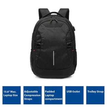 ACT AC8530 Global 15.6"USB charging črn, nahrbtnik za prenosnik