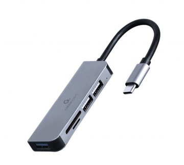 Gembird UHB-CM-CRU3P1U2P2-01 USB C 3 vrata USB A 3.1 + 2x USB A 2.0 s čitalnikom kartic Aluminij