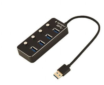 Gembird UHB-U3P4P-01 4-portni USB 3.1 Gen1 HUB s stikali LED