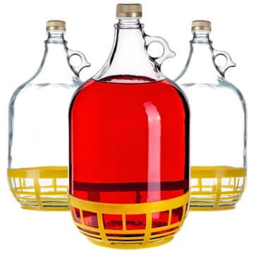 KADAX Demižon za vino 5L v košari s 3 zapirali