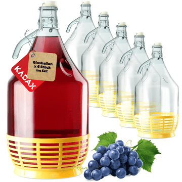 KADAX 5L demižon za vino in likerje s pokrovčkom, 6 kosov