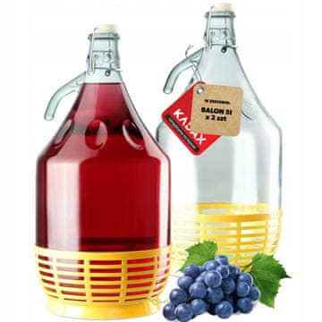 KADAX Steklenica za vino 5L v košari s 2 zapirali