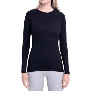 TCA Ženska termo kompresijska majica za šport, črna, velikost M, 4-way stretch, D.R.Y. odvajanje vlage, notranja brushed plast, base layer za tek in pohodništvo