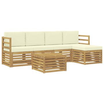 Vidaxl Zunanja garnitura za sedenje 6 szt. Bela in krem 59 x 59 x 37 cm