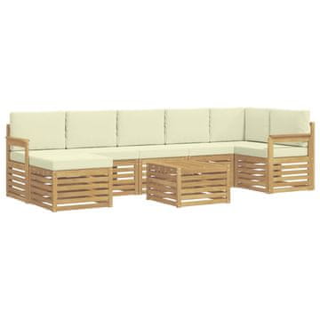 Vidaxl Zunanja garnitura za sedenje 8 szt. Bela in krem 59 x 59 x 37 cm