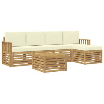 Vidaxl Zunanja garnitura za sedenje 6 szt. Bela in krem 59 x 59 x 37 cm