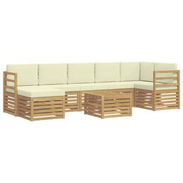 Vidaxl Zunanja garnitura za sedenje 8 szt. Bela in krem 59 x 59 x 37 cm