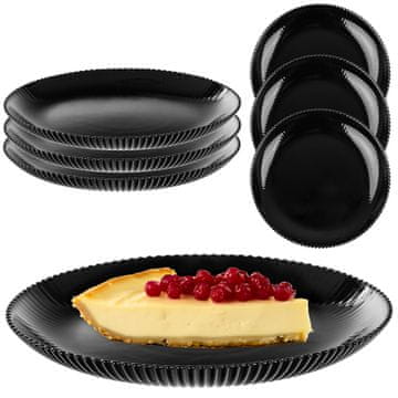 KADAX 3x Sladični krožnik 19 cm - Rebrasti stekleni krožniki za torte