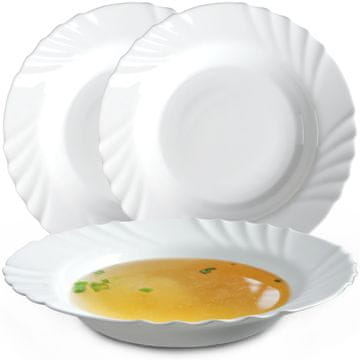 KADAX Globok krožnik za večerjo 23 cm, komplet 3 belih krožnikov