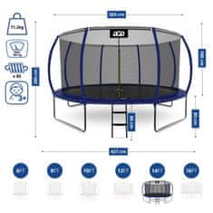 Aga SPORT EXCLUSIVE Trampolin 430 cm Temno modra + zaščitna mreža + lestev