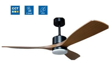 Optonica LED stropni ventilator 18W 3CCT 1440lm IP20 črna+les