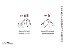 Alaskan Maker Shot KOZARCA za žgano pijačo s topografijo Mt. Blanc in Everest AMTOPO-S-BE